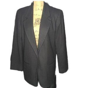 Vintage 90s Classic Black Wool Oversized Blazer